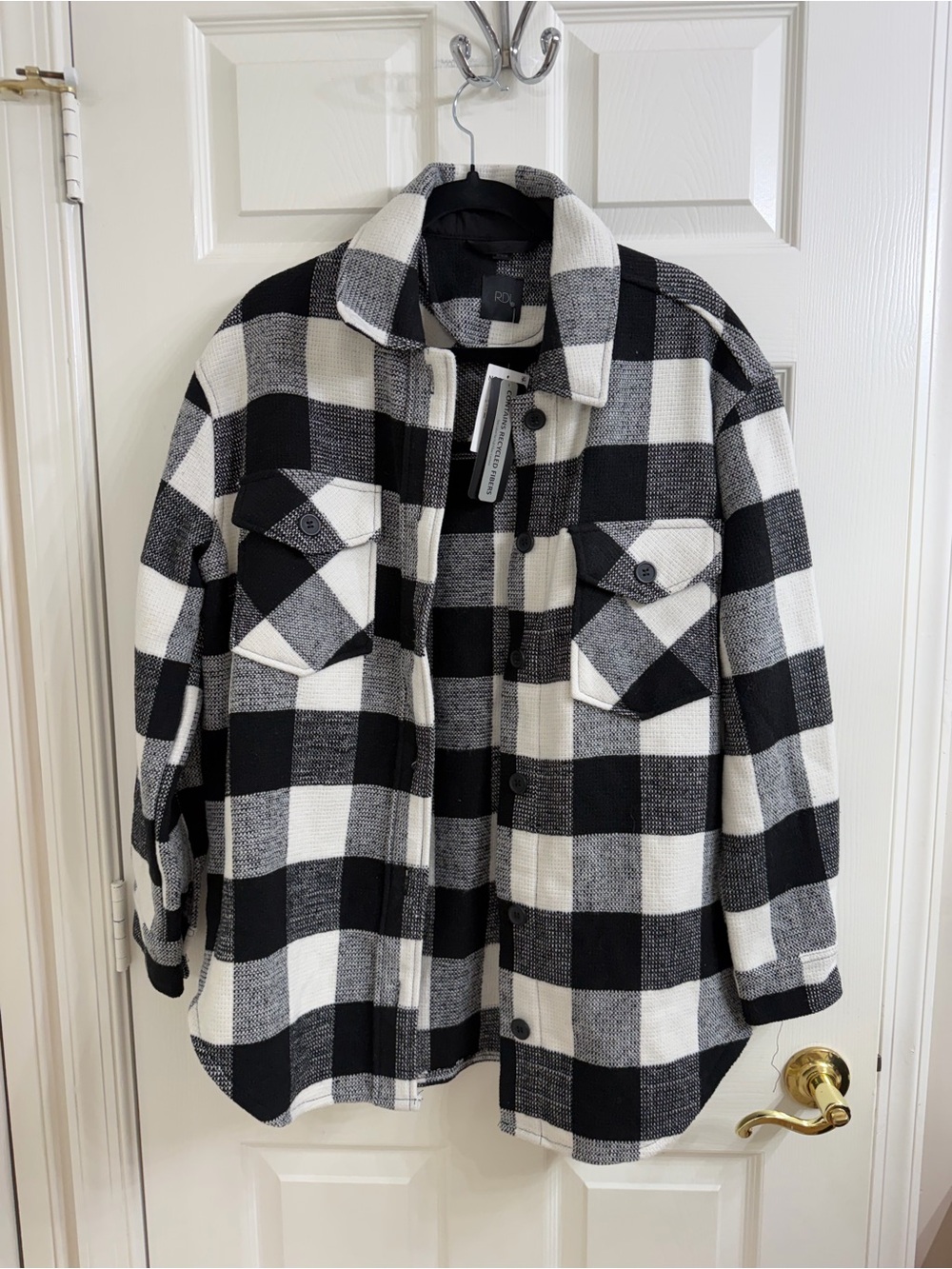 RDI Black & White Buffalo Check Utility Shacket
